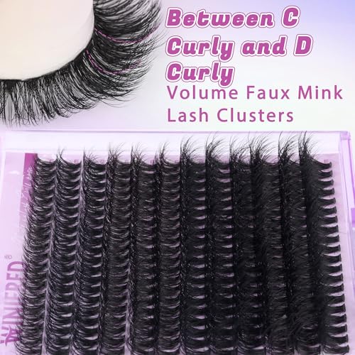 Lash Extension Kit Lash Clusters Thick Individual Lashes 10-16mm Eyelashes Extension Kit 50D Wispy Mink Lash Kit Cluster Lashes with Lash Bond and Seal by Winifred