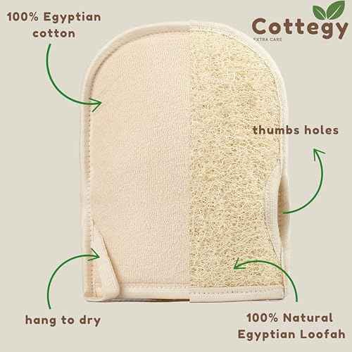 Premium Exfoliating Loofah Gloves ? Natural Egyptian Loufa Sponge Body Scrubber Mitts for Soft, Radiant Skin ? Gentle Exfoliation & Deep Clean (1-Pack) (Count 1)