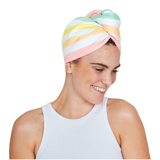 Dock & Bay Customized Turban Hair Towel - for Home & The Beach - Super Absorbent, Quick Dry - Summer - Unicorn Waves - One Size