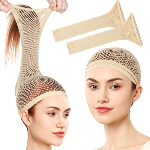 Fandamei Wig Cap 2 Pack - Mesh Hair Net for Long Hair