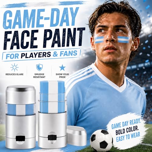 Argentina Flag Face Paint Stick - Waterproof Eye Black (2 Pack)