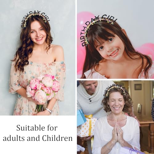 CAVETEE Birthday Crown Tiara Headband for Women & Girls
