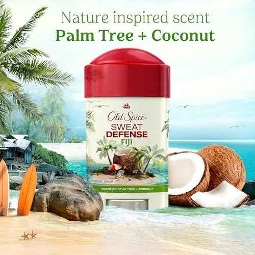 Old Spice Sweat Defense Antiperspirant & Deodorant for Men, 24/7 Ultimate Sweat Protection, Long Lasting Scent, Soft Solid, Fiji with Palm Tree + Coconut Scent, 2.6 oz