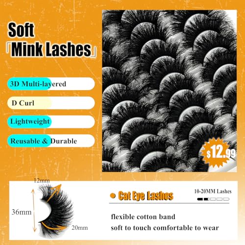 Loladook 3D Mink Lashes Fluffy 20mm Full Strip Eyelashes