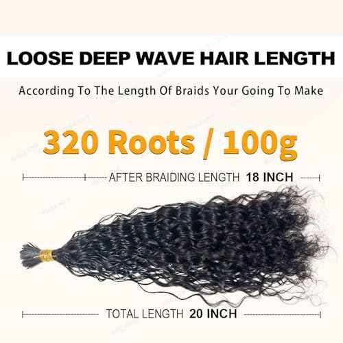 Pre-Divided Curly Bulk Human Hair For Boho Braids Loose Deep Wave Bulk Human Hair For Braiding Double Drawn Extensions (320 Roots)16inch/100g