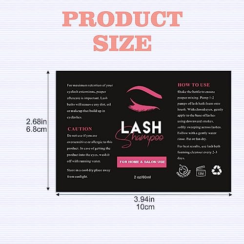 50PCS Lash Shampoo Label Stickers for Bottle, Lash Extension Stickers for Foam Pump Bottle Lash Bath Wash Label Personalised Stickers (A)