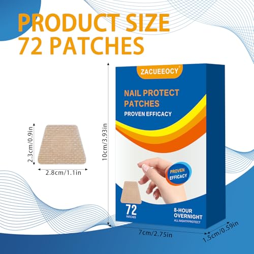 ZACUEEOCY 72-Count Fungal Nail Patches for Overnight Repair of Damaged Toenails