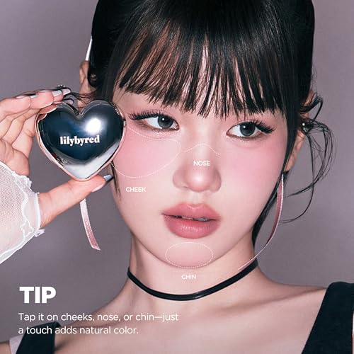 lilybyred Luv Beam Cheek Mousse | Heart-Shaped Korean Cream Blush, Airy Soft-Matte Texture, Soft-Focus & Pore-Blurring Finish, Seamless Buildable, Natural Flush, 0.13 oz. (04 Taro Mousse)