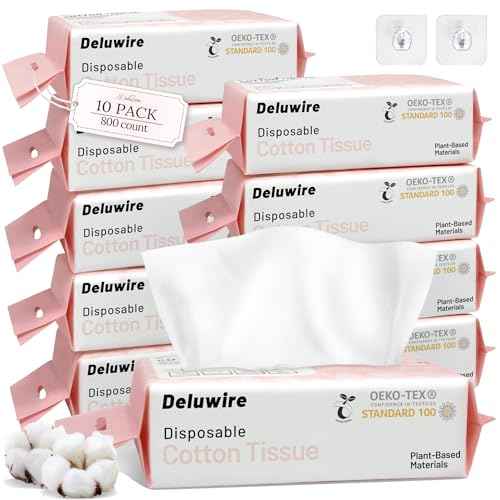 800 Count Disposable Face Towels, Soft & Skin Friendly Face Towelettes Disposable, Facial Tissue Dry Wipes for Women Cleansing