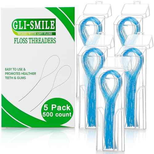 Floss Threaders, Orthodontic Threader, Ultraclean Access Tool for Maintaining Oral Health with Braces, Bridges, and Implants 500 Count (5Pack)