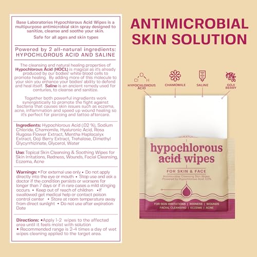 75 Pack Hypochlorous Acid Face & Skin Wipes | Soothing & Cleansing