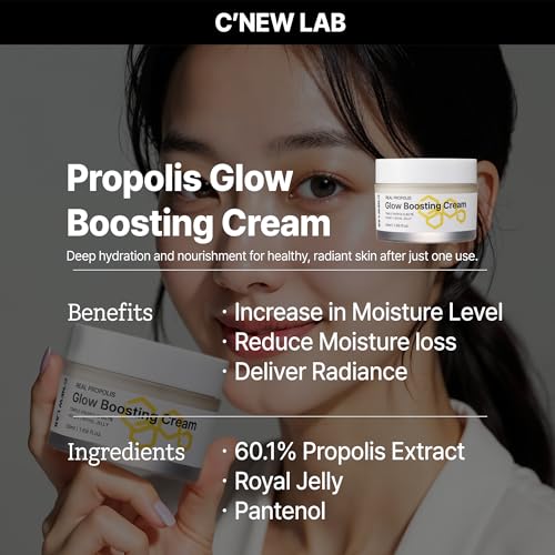 C¡¯NEW LAB Real Propolis Glow Boosting Cream 50ml (1.69 fl. oz.) | Deep Nourishing Facial Cream for Radiant Skin | Propolis Extract, Panthenol, Allantoin, Sun Flower Seed, Korean Skin Care