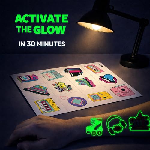 96 Pc Glow-in-Dark Temporary Tattoos for Kids Party Favors
