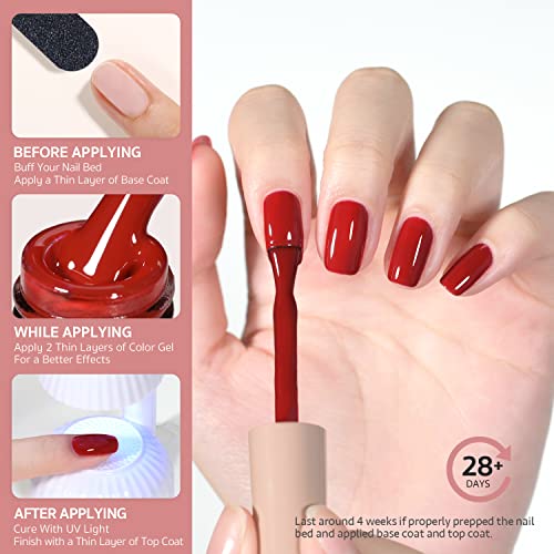 GAOY Ruby Red Gel Nail Polish 16ml Soak Off UV Light Cure for Nail Art & Manicure