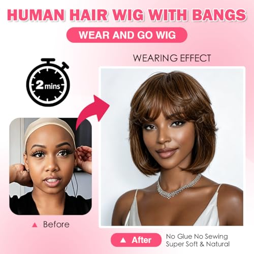 Rebecca Fashion Brazilian Remy Short Bob Wig with Bangs