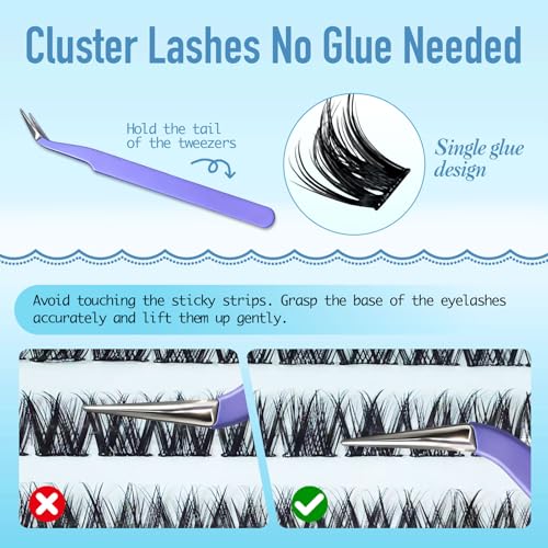 Self-Adhesive Lash Clusters - 120pcs Wispy C Curl Eyelashes