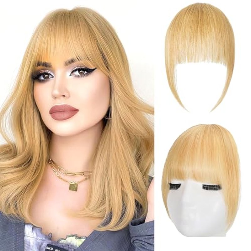 Clip-In Bangs for Women - 100% Human Hair French Blonde Extensions