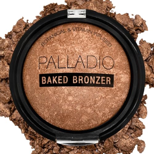 Palladio Baked Bronzer Powder - Shimmery Glow, Dry or Wet