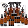 Loretoy Amber Glass Spray Bottle Kit 10 pcs - UV Protect, Reusable, Multi-Size