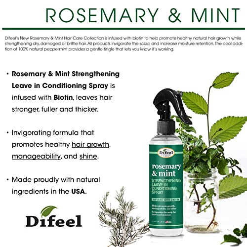 Difeel Rosemary & Mint Leave-In Conditioning Spray with Biotin 6oz
