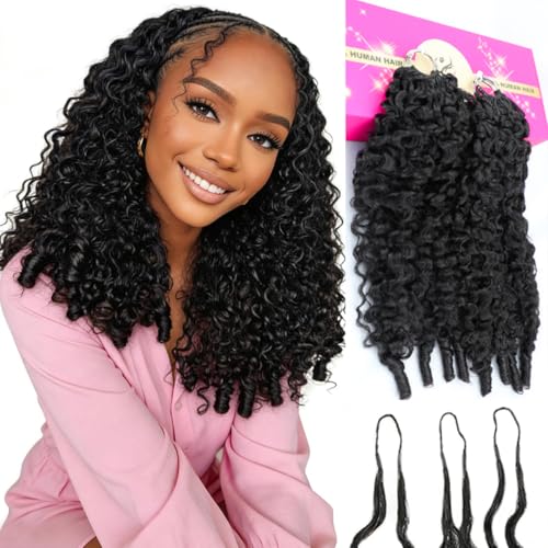 Fardoen Human Crochet Hair 16 Inch Burmese Curly Knotless Pre-Looped 120g for Black Women