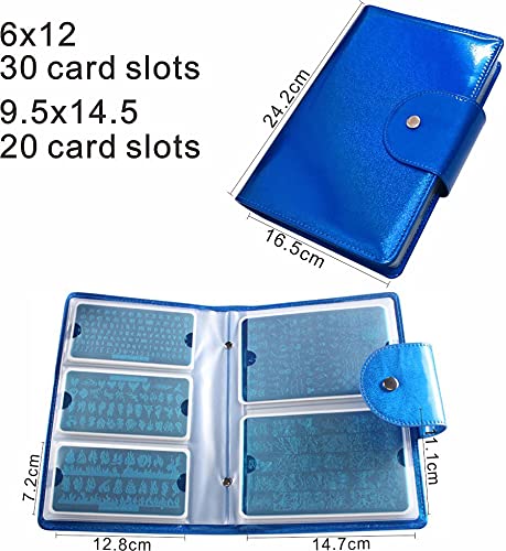 FingerAngel 50 Slots Image Stamper Plate Collection Nail Art Stamp Plate Stamping Plates Cases Stamp Nail Template Organzier for Large Size 6.0x12.0cm and 9.5X14.5CM Nail Art Plates (Dark Blue)