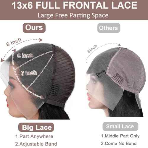 28 Inch 13x6 Lace Front Wigs Human Hair 200 Density HD Full Frontal Straight Lace Front Real Human Hair Wigs Pre Plucked for Women Tiny Knots No Tangle Minimal Shedding Longer Lifespan