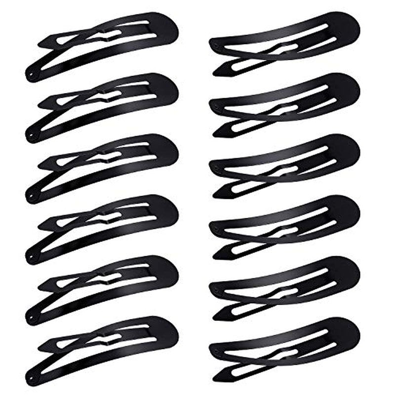 50 Pcs Large Metal Snap Hair Clips 3.5 Inch Black