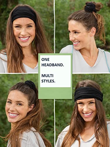 Wide Boho Headbands for Women - Non-Slip Elastic Cotton Spandex