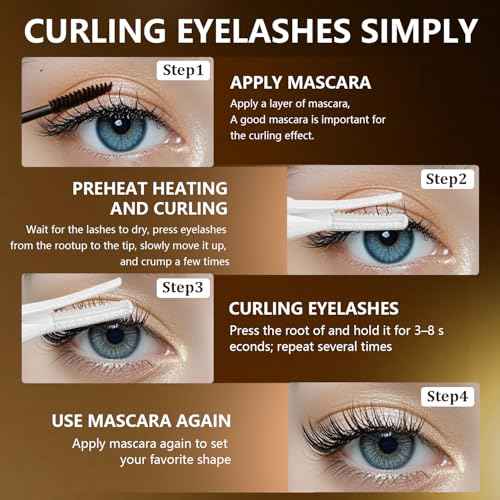 Heated Eyelash Curler, 2-in-1 Clip-Type Design, 3 Temperature Modes, USB Rechargeable Electric Eyelash Curler, Natural Curling 24H Long-Lasting Curl, Gift for Women & Girls, Beige-DB