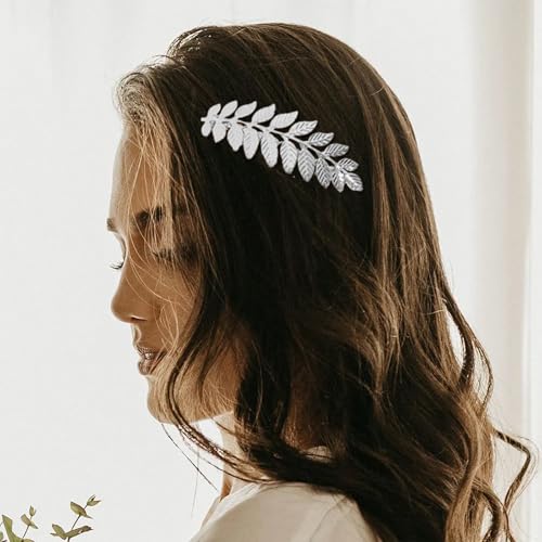 8 Pack Leaf Decorative Hair Combs - Gold & Silver Metal Side Clips