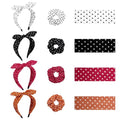 12 Pcs Polka Dot Headbands & Scrunchies Set for Women