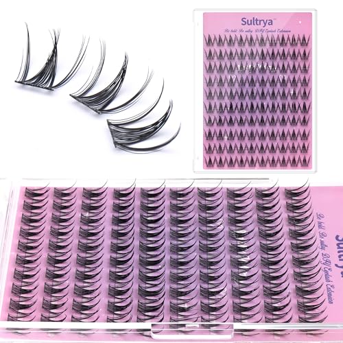 Individual False Eyelashes, 10 Pairs, Natural Black 100pcs with Glue and Tweezers (SnowLotus S08 KIT)