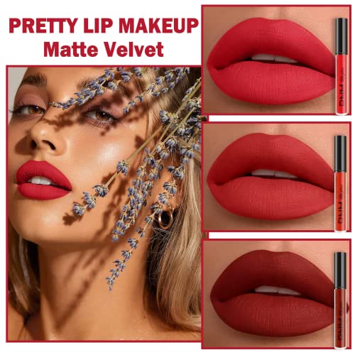 Red Matte Liquid Lipstick Set – 3 Pack, Long-Lasting & Waterproof