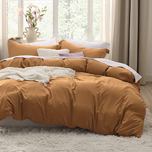 Bedsure Honey Ginger Twin Duvet Cover Set - Soft Prewashed Duvet Cover Twin Size, 2 Pieces, 1 Duvet Cover 68x90 Inches with Zipper Closure and 1 Pillow Sham, Comforter Not Included