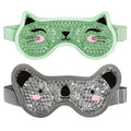 Kids Ice Packs 2 Packs Cooling Eye Mask with Soft Plush Backing for Children Boo Boos Sinus Headache Fever Patch for Kids (Green+Grey)
