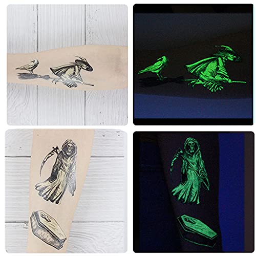 Glow in Dark Halloween Temporary Tattoos - 80 Pack for Kids