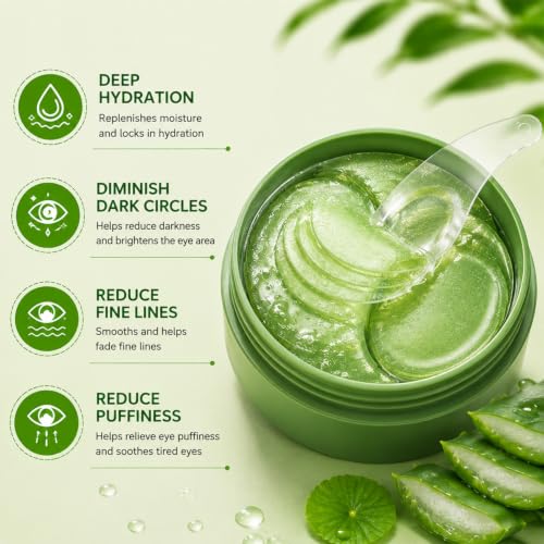 Eakroo Set A Aloe Vera Under Eye Patches - 60PCS for Dark Circles, Puffiness, Wrinkles