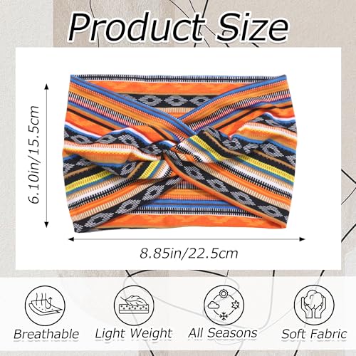 Boho Headbands for Women, 4-Pack Wide Stretch Hair Bands