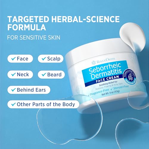 Roycederm Steroid-Free Face Cream for Seborrheic Dermatitis – Sensitive, Fragrance-Free Daily Moisturizer (4 oz) – Face, Scalp & Body - Variation: Face Cream