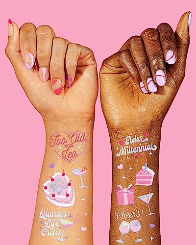 xo, Fetti Elder Millennial Temporary Tattoos - 44 Iridescent Designs
