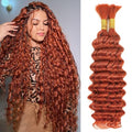 Ginger Boho Human Hair Deep Wave Braiding Bulk 26 Inch 100g