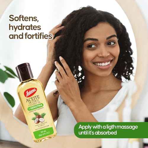 Jaloma Coconut Oil with Keratin to Help Strengthen Hair, 2 Pack, 4 Oz Each Bottle