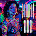 UV Neon Face Paint Markers - 6 Dual-Ended Pens, 12 Colors