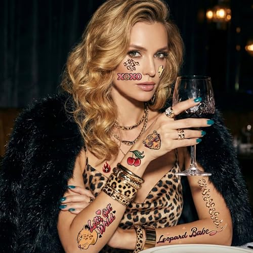 Cheetah Print Temporary Tattoos with Gold Foil, 4 Sheets