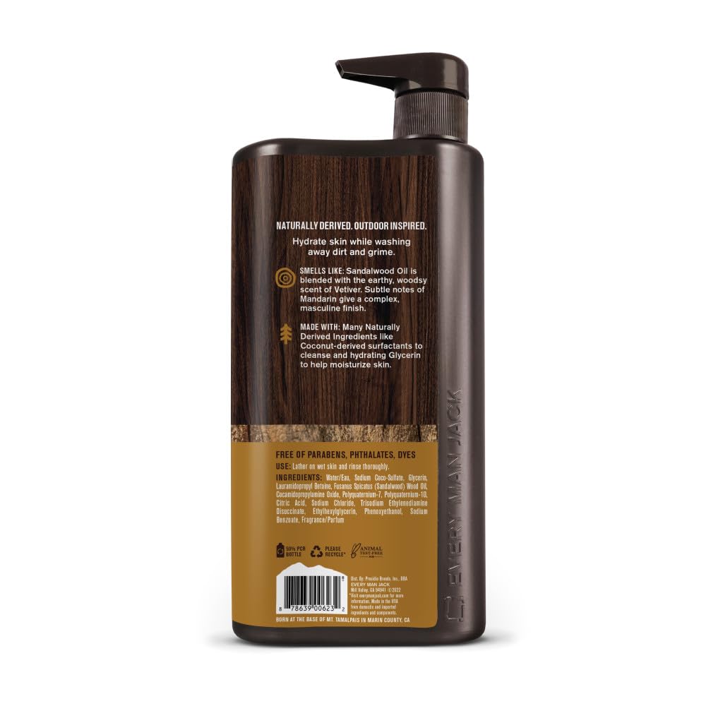 Every Man Jack Body Wash, Sandalwood 33.8-ounce Moisturizing