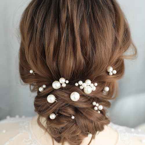 12 Pieces Bridal Hair Accessories Pearl Wedding Hair Pins Handmade Bridal Hair Pins for Wedding Brides Women Girls