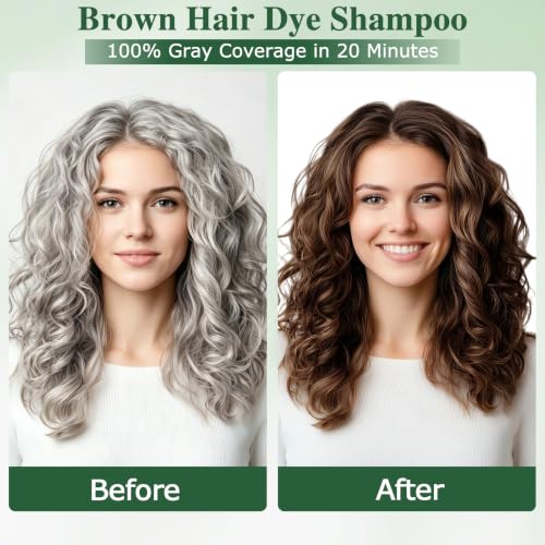 GRYFOX Brown Hair Dye Shampoo - Gray Coverage in 15 Minutes