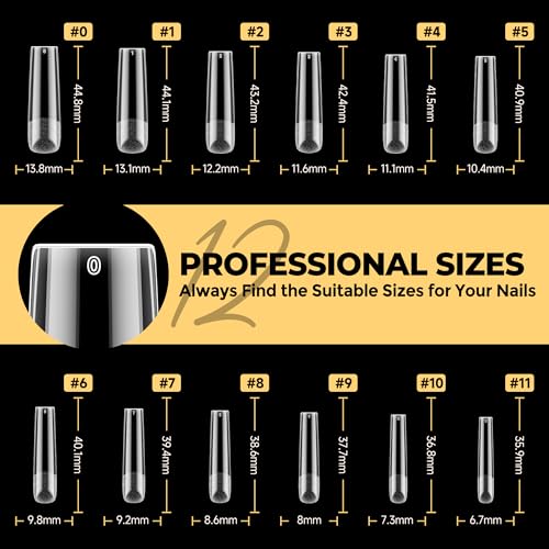 UNA GELLA Full XXL Square No C Curve Gel Nail Tips - Extra Long Square Tips