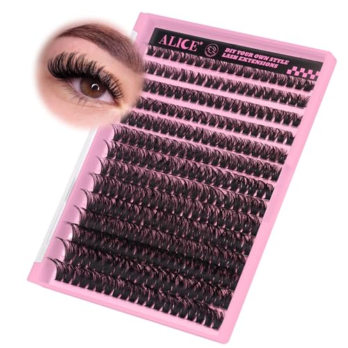 280Pcs Wispy Individual Lashes DIY Eyelash Extensions 8-16MM D-Curly Lash Extensions Lash Clusters 80D Cluster Eyelashes DIY at Home by ALICE